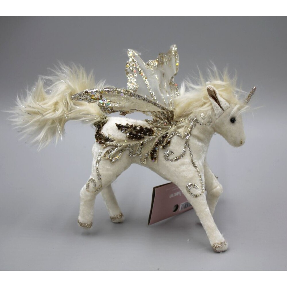 Magical Merriment 6" Unicorn Bedzzled Plush Christmas Ornament Pegasus Wings NWT
